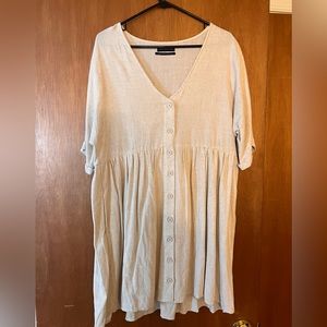 Urban Outfitters Women’s short-sleeve V neck Dress, Neutral cream color, Size M